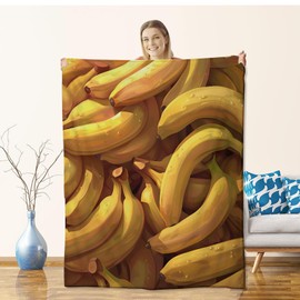 Banana Blanket for Kids Adults, Flannel Banana Blankets Gifts, Banana Throw Blanket for Sofa Couch Bed Living Room Soft Warm Cozy Banana Decor 60" x 50"