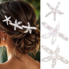 CAKURE Starfish Hair Clip Gold Beach Hair Barrettes Mermaid Hair Accessories for Women and Girls (Pack of 3) (b-silver)