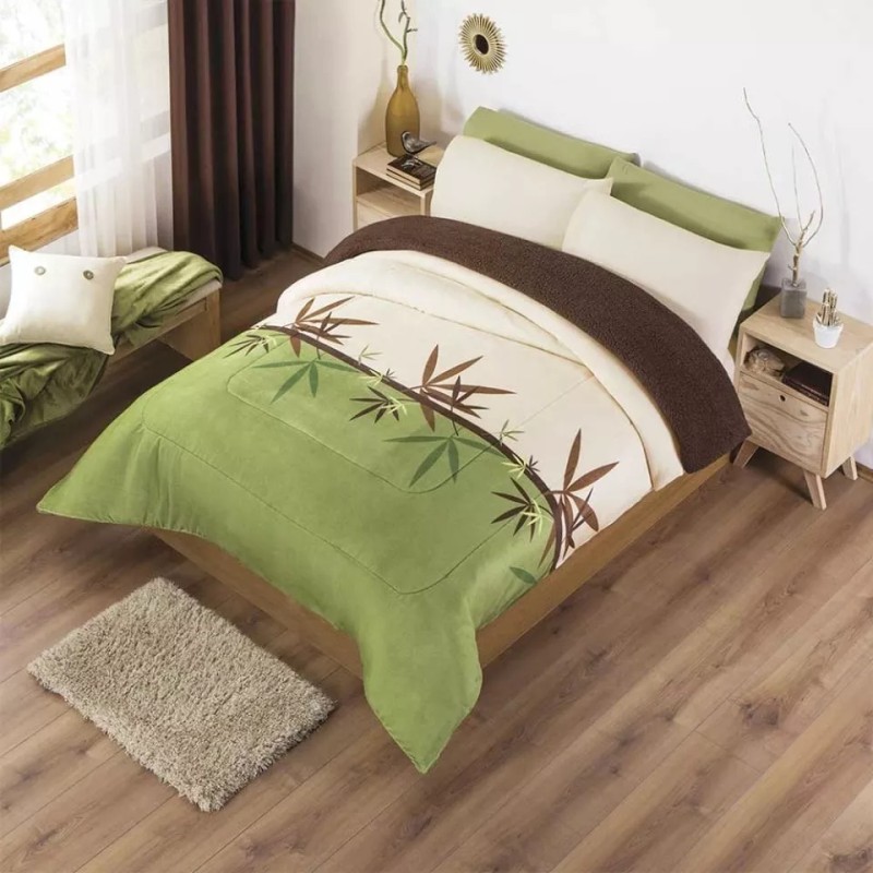 Colchas Concord Cobertor Borrega Bambú Verde Individual/ Matrimonial Concord