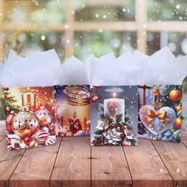 Seamoy Christmas Gift Bags Bulk with Tissue Paper, Large Gift wrapping bags with Tissue paper (LAN-L-13 * 10 * 4-4PCS)