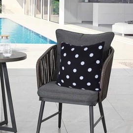 Eternal Beauty Set of 2 Waterproof Outdoor Pillow Covers for Spring Summer Patio Throw Pillows, Black White Polka Dot, 18X18 inches