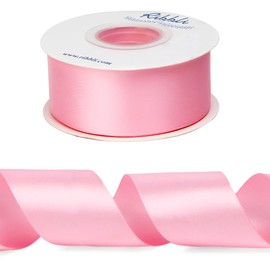 Ribbli Pink Double Faced Satin Ribbon,1-1/2” x Continuous 25 Yards,Use for Bows Bouquet,Gift Wrapping,Baby Shower,Floral Arrangement