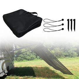RV Fabric Replacement Screen with Zipper 9'x 12', Universal Mesh Awning Sunscreen Kit for Camper Trailor Motorhome Outdoor UV Blocker - Black