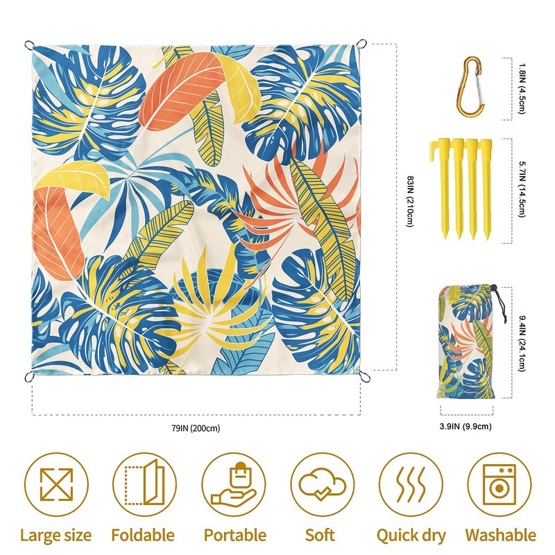 TRADFORE Beach Blanket Sandproof, Waterproof Beach Mat Oversized 79 X