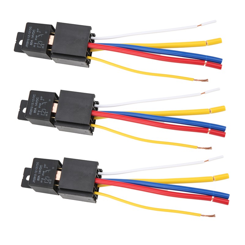 3pcs DC12V 80A LED Flasher Relay Waterproof Shockproof 5‑Pin Car