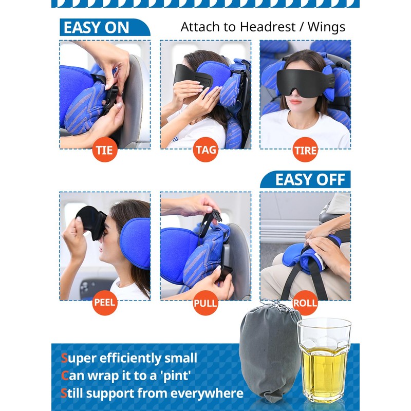 SARISUN Travel Pillows for Airplanes, Airplane Pillow for Long Flight