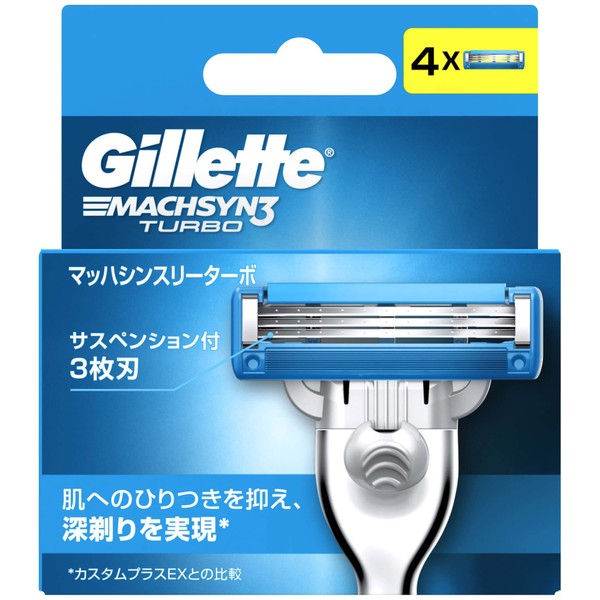 Gillette Mach Sinsley Turbo Replacement Blades (4 Pieces), Shaving Razor for Men