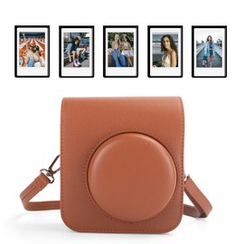 HIYQIN Camera Case Compatible with Fuji Instax Mini 41, for Instax Mini 41 Protective Cover with Magnetic Photo Frames, Mini 41 Case with Shoulder Strap – Brown