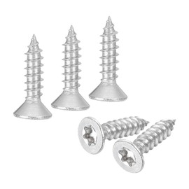 sourcing map 100Pcs Flat Head Torx Screws, M4 x 16mm 304 Stainless Steel Countersunk Self Tapping Anti-Theft Wood Screws Tamper Resistant Screws Fit T20 Bit for Wood, Fence, Decking (Silver)