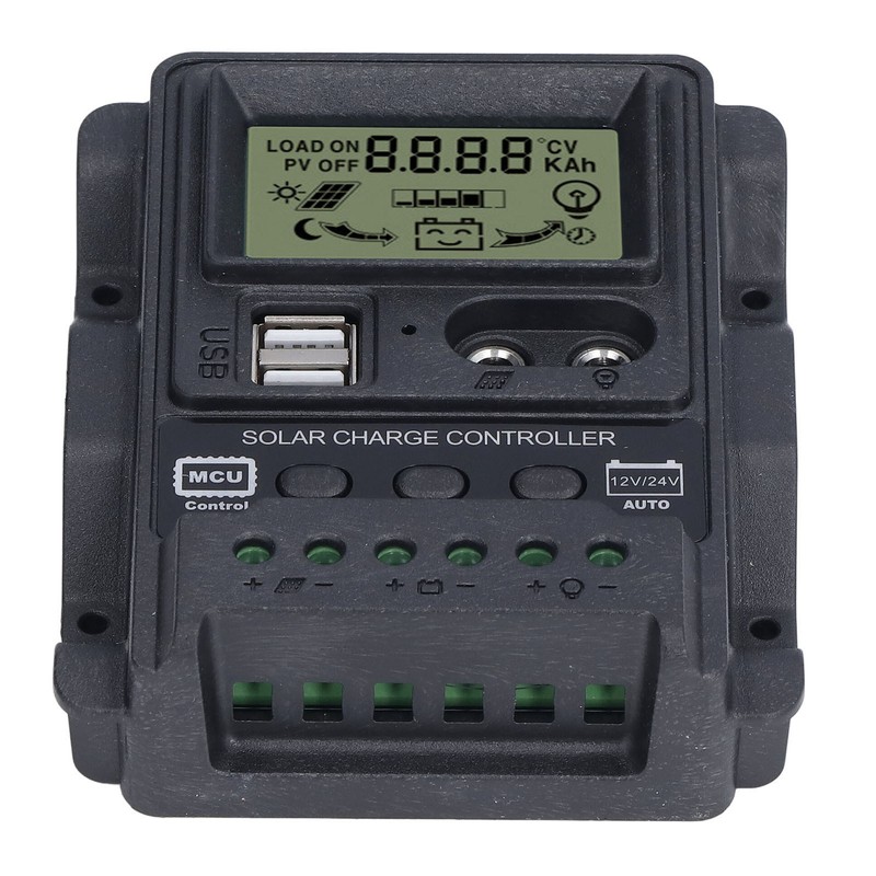 Dual USB Solar Charge Controller ABS LCD Display PWM Charging