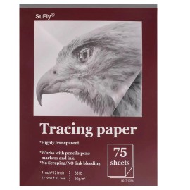 SuFly Tracing Paper for Drawing, 9 X 12'' Tracing Paper Pad, 75 Sheets Transparent ...