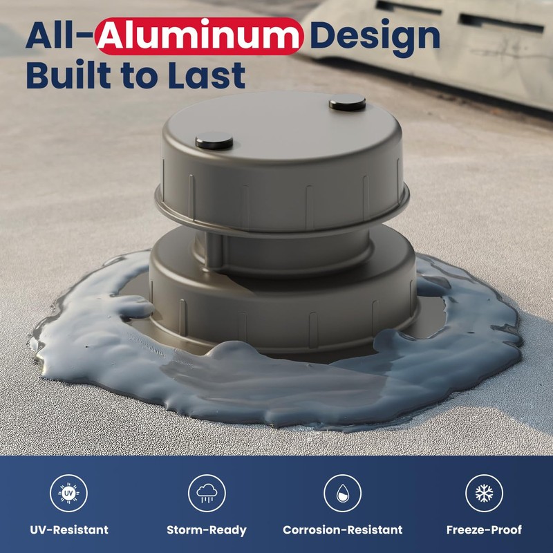 Aluminum RV Roof Vent Cover- Metal Replacement for Plastic Sewer