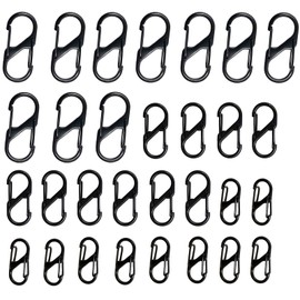 30pcs Backpack Zipper Locks, Dual S Shaped Carabiner Clips,Black Zipper Locks,Double Spring Buckle Hook,Quick Clips