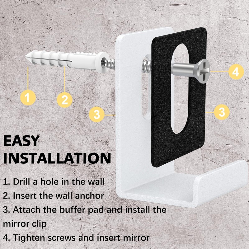 Metal Mirror Clips Wide Channel Mirror Hanger Clip Kit Large