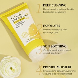 2PCS Lemon Sparkling Peeling Gel - Face Scrubber Exfoliator - Moisturizing Purifying Exfoliating Gel - Mild Cleasning Soft Scrub - Body & Face Exfoliator Scrubber - Facial Scrub exfoliator