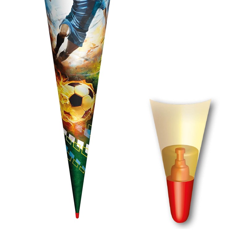 ROTH Motiv-Schultüte, Soccer, 70 cm, rund, Rot(h)-Spitze, Filzverschluss