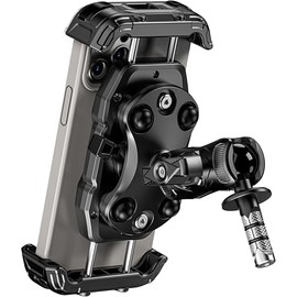 Kewig Soporte de teléfono para horquilla de motocicleta con amortiguador de vibraciones, soporte ajustable de alta resistencia para teléfono de motocicleta, tubo de vástago de 0.472 in a 1.000 in de