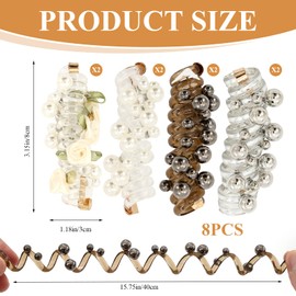 No Damage Soft Elastic Spiral Hair Ties 8 PCS Elegant Tie No Damage Soft Elastic Spiral Hair Ties for Women's Daily Use Party Decoration