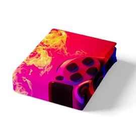 Homewish Gaming Duvet Cover Set, 3D Print, Fire, Gamepad, E-Sports Bedding Set, for Children, Boys, Gamers’ Bedroom Decor, 2-Piece Set, 135 x 200 cm