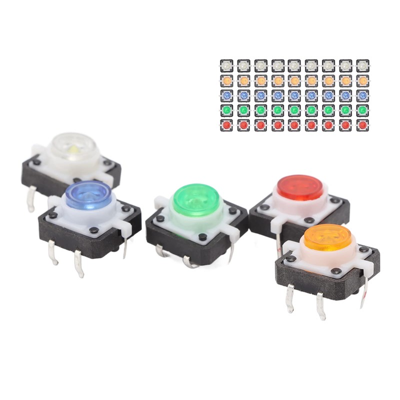 50pcs Mini Push Button ABS Push Button Switch with LED