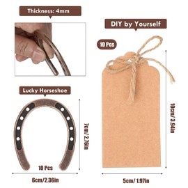 MaiLence Horseshoe Lucky Charm, Set of 10, Small Horseshoe Decoration, Host Gifts, Lucky Horseshoe with Horseshoe Pendant, Kraft Paper Pendant, Horseshoe Small Guest Gifts, Wedding, Christening,
