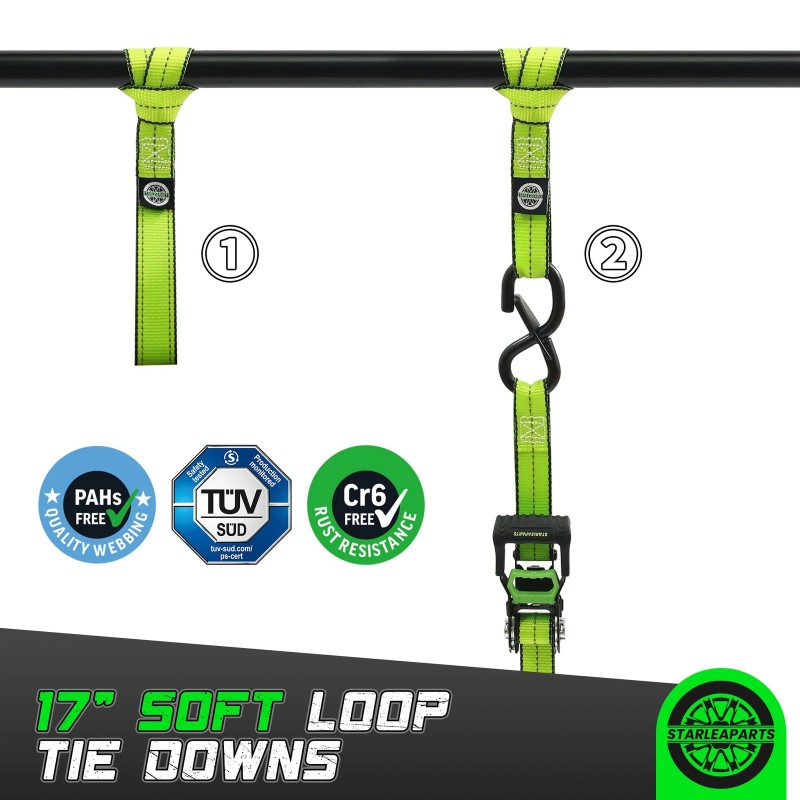Starleaparts Motorcycle Tie Down Strap (4PK 1.5INX8FT) - 5,250lb Break