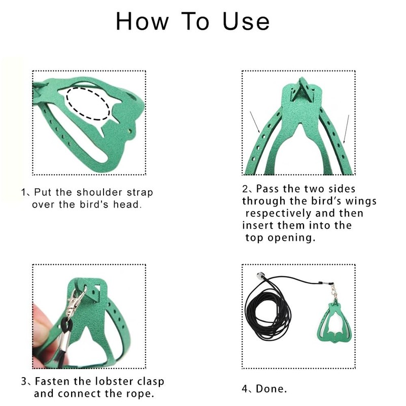 Adjustable Bird Harness & Leash Set for Small Birds,FitsBudgie,Parakeets, Conures,