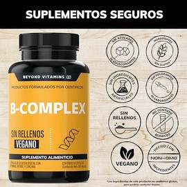 B-Complex | Vitaminas Complejo B Premium | 100% Vegano | Sin rellenos | Suplementos Beyond Vitamins -60 cápsulas