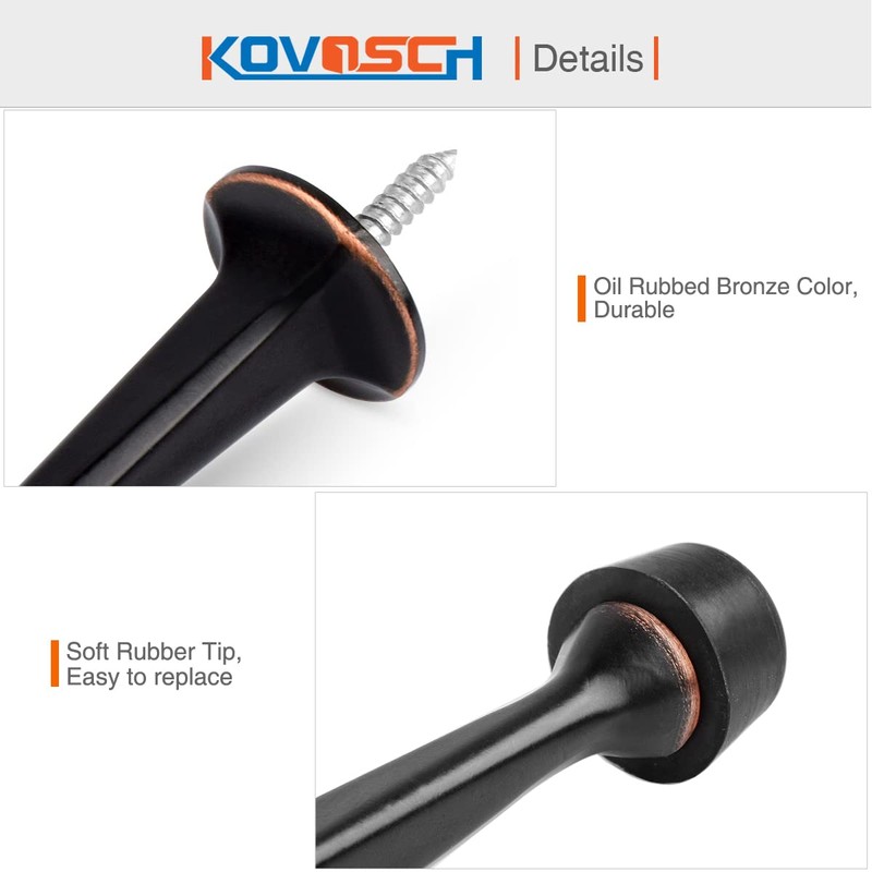 KOVOSCH 6 Pack Solid Rigid Door Stops - Heavy Duty