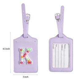 Initial Passport Holder and Luggage Tag Travel Set, PU Leather Luggage Tag Passport Cover, Christmas Gifts, Bridesmaid Gifts, Holiday Travel Gifts, Birthday Gifts (K, Pink Leather+Pink Letter)