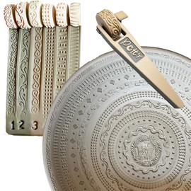 POTT'R 6 x Potter’s 12mmx25mm Border Texture Pattern Roller Stamps [Pattern Set 1] for Banding on Wheel Thrown Clay Pottery Vessels – Handle Included