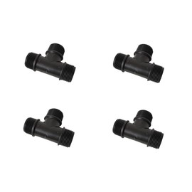 PP Threaded Fitting Screw Fitting T-Piece Black PN10 Fittings AG 3/4 Inch Pack of 4