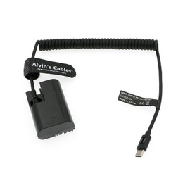 Alvin's Cables PD USB C Type-C to LP-E6 Dummy Battery Power Coiled Cable for Canon EOS R R5 R6 90D 80D 70D 60D 60Da 5D Mark II III IV 6D Mark II 7D Mark II Cameras