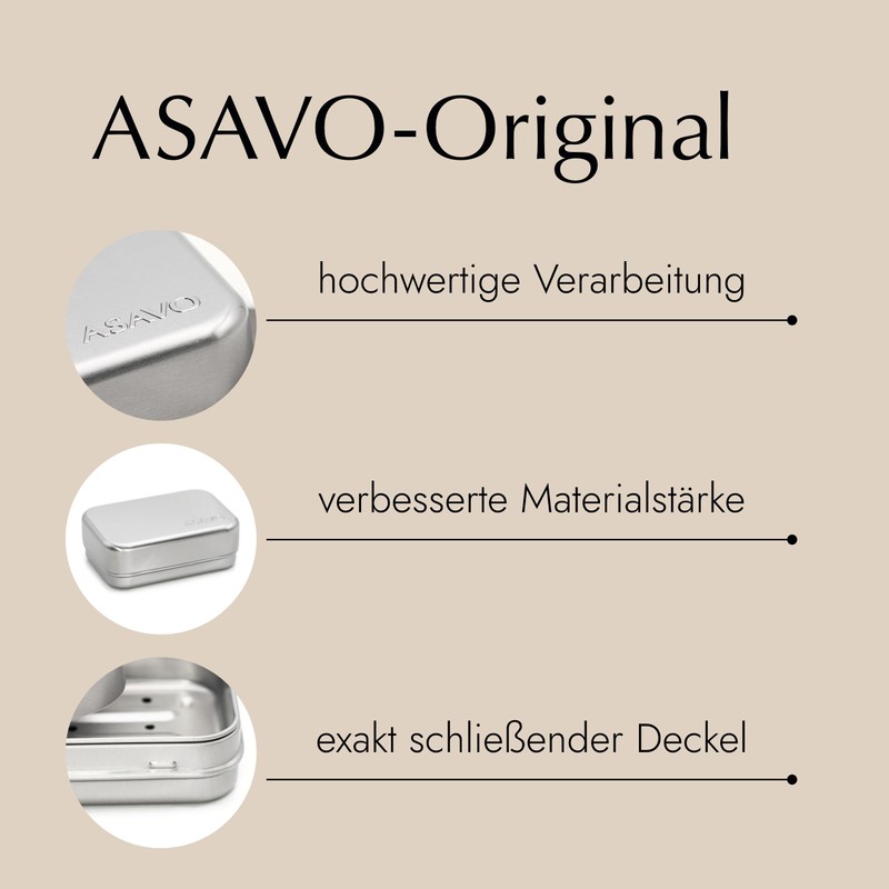 ASAVO metal soap tin 9.5 x 6.0 x 3.2 cm