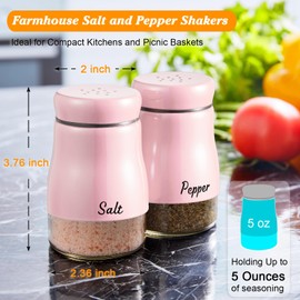 Pink Salt and Pepper Shakers Set, Bivvclaz 5 oz Salt and Pepper Dispenser with Glass Bottom, Cute Salt and Pepper Shakers for Pink Kitchen Decor and Accessories, Easy Filling