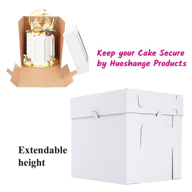 Huoshange Tall Cake Boxes for Tier Cakes,8X8X10 Inch [4Pack ]