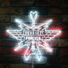ADVPRO Guitar Rock Forever Brick Wall Lightning RGB Dynamic Glam LED Sign - Cut-to-Edge Shape - Smart 3D Wall Decoration - Multicolor Dynamic Lighting st06s22-fnd-i0059-c