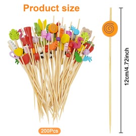 200 Pcs Bamboo Cocktail Sticks 12 CM Cocktail Toothpicks Fruit Food Bamboo Cocktail Sticks Skewers for Party Decoration