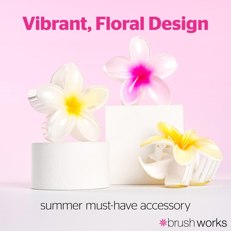 Brushworks Tropical Flower Claw Clips - 3 Pack