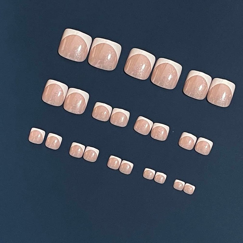 Clataly 24 Pieces Square Crystal Flowers Fake Nails Polished Toe
