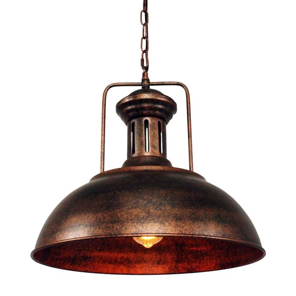 Lingkai Industrial Pendant Light, Farmhouse Vintage Hanging Light Fixture Barn Dome Lampshade Ceiling Mount Lamp for Kitchen Island Dining Room