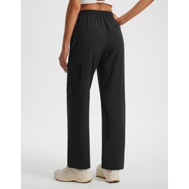 Libin Women's Hiking Cargo Pants 29" Lightweight Quick Dry Casual Work Tactical Safari Pants Water Resistant Outdoor Travel Camping Climbing Hunting Trendy Clothes, Black XL