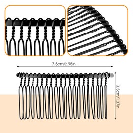 Teaaha 10 PCS Metal Hair Comb, 2.95× 1.37 Inch 20 Teeth Wire Twist Bridal Wedding Veil Comb, Metal Wire Hair Comb Twist DIY Hair Accessories for Women Girls for Valentine's Day, Wedding, Party(Black)