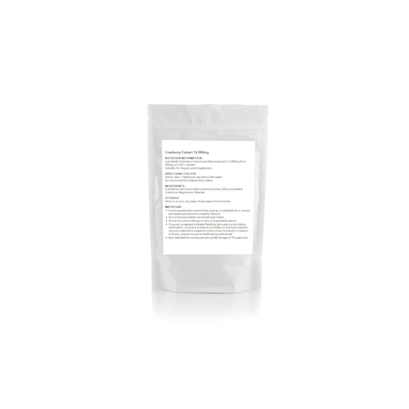 Cranberry Extract 12000mg Tablets, Natural UTI Support, Bladder Health (Pack