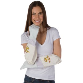 Goatskin Beekeeping Gloves (Medium) for Men and Women Elastic Sting Proof Canvas Cuffs Ventilated for Comfort Goat Skin Leather Apiary Bee Gloves Ideal for Professional or Beginning Beekeeper