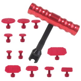 Hyamass 13Pcs Dent Removal Tools, Car Dent Puller Glue Puller Tabs Car Body Paintless Dent Repair Kit with T-bar Puller and Hail Suction Cup Sets Damage Repair Tools
