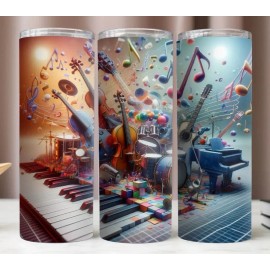 Musical Instruments Music 20oz Skinny Tumbler Lid & Straw Insulated Travel