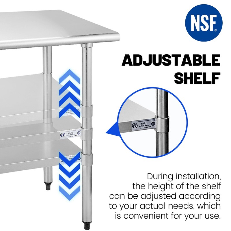 Hally Stainless Steel Table for Prep & Work 14 x