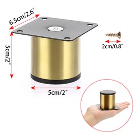 BTSKY 4Pcs 2 Inch Stainless Steel Furniture Legs Feets - Metal Furniture Risers Heavy Duty Replacement Legs Extenders for Cabinet Desk Table Sofa Chair,Worktop, Breakfast Bar, (Gold)