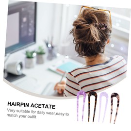 FOMIYES Double Prong Hairpin Acetate U-sticks Bun Holder Clip Set 4pcs Hair Accessories Girl Essentials